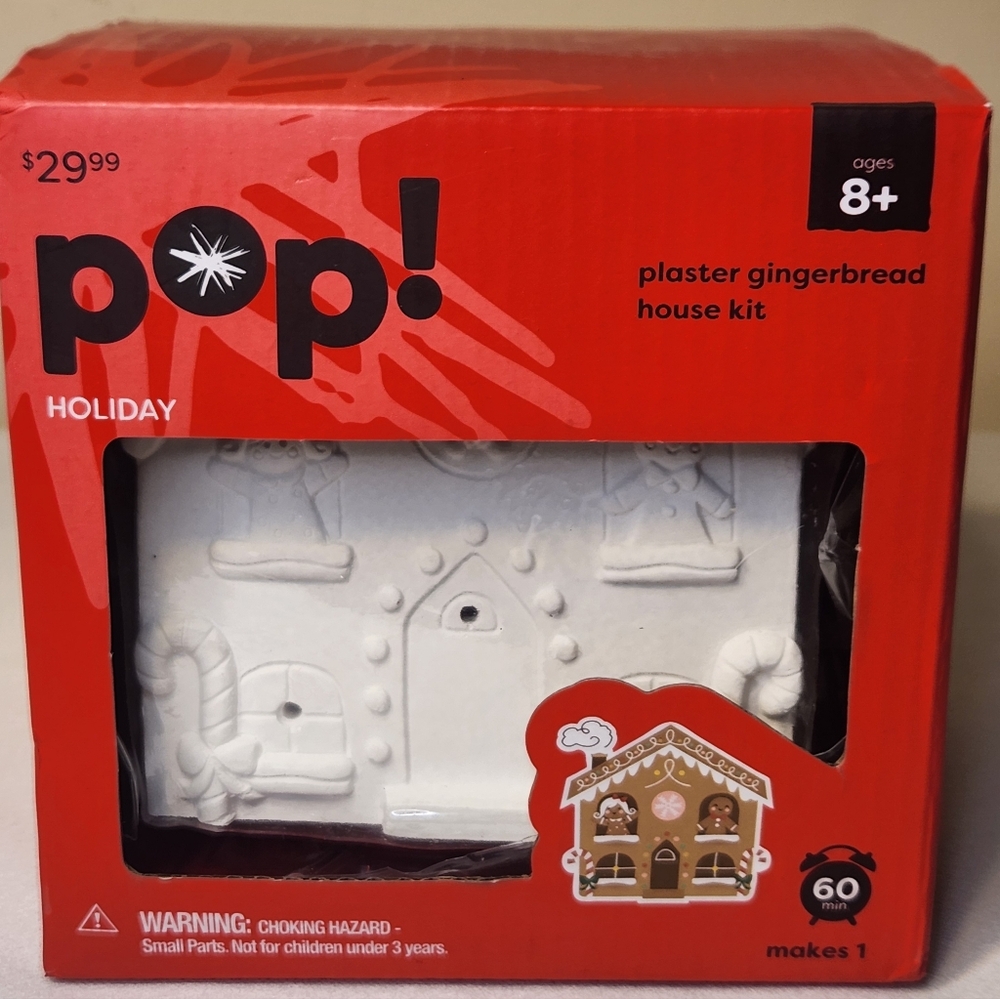 Pop Holiday Diy Plaster Gingerbread House Kit In Box Unused With Supplies